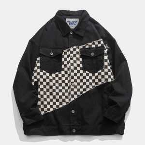 retro checkerboard jacket   eclectic patchwork design 2294