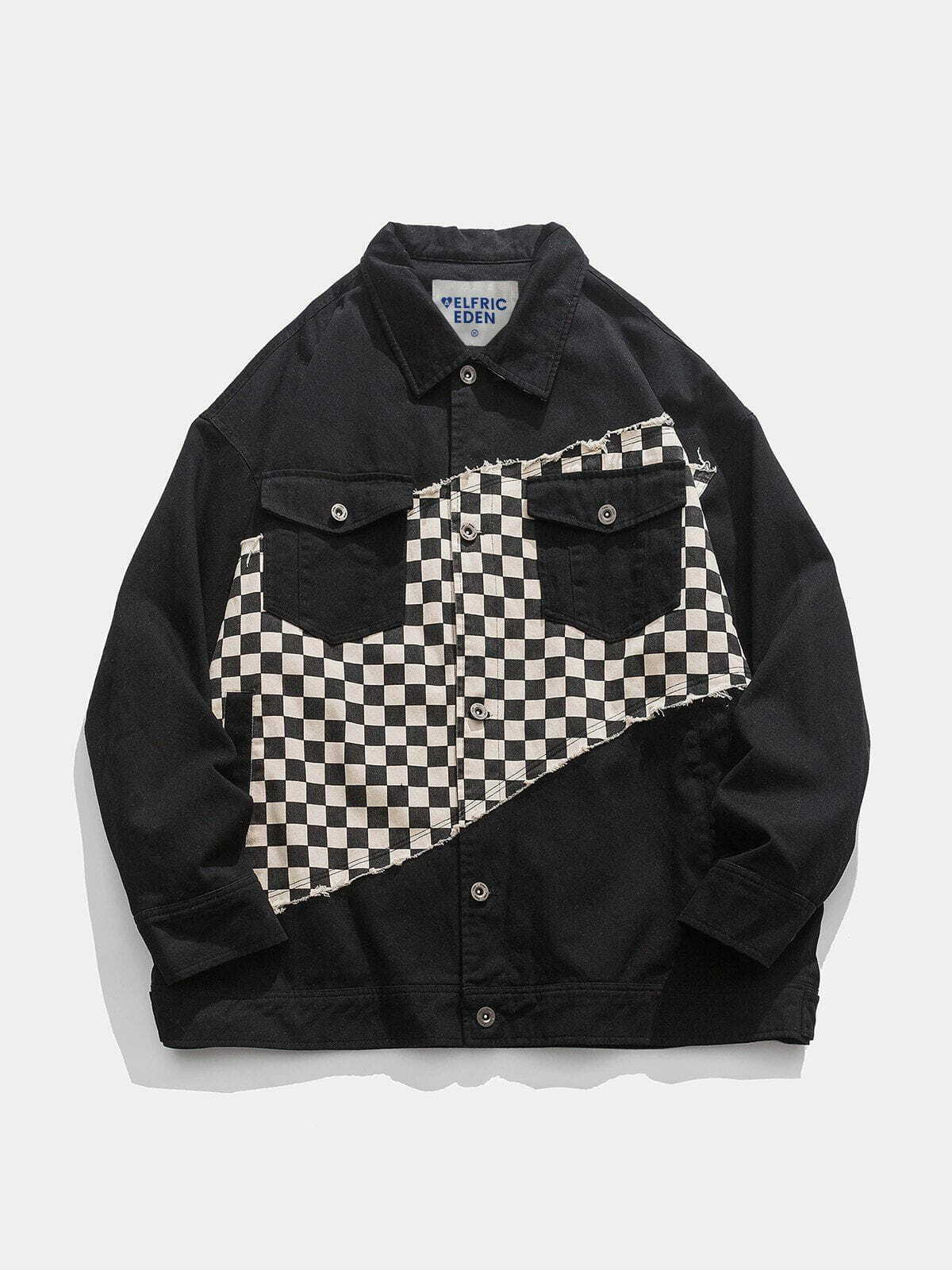 retro checkerboard jacket   eclectic patchwork design 2294
