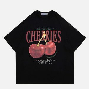 retro cherry print tee vintage streetwear 6942