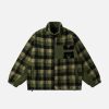 retro colorblock plaid sherpa coat   chic & warm streetwear 6103