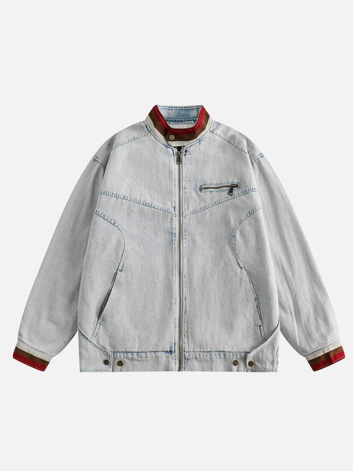 retro denim racing jacket edgy & vibrant streetwear 6791
