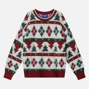 retro diamond sweater edgy & vibrant streetwear 4211