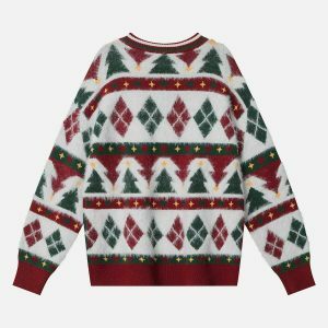 retro diamond sweater edgy & vibrant streetwear 4635