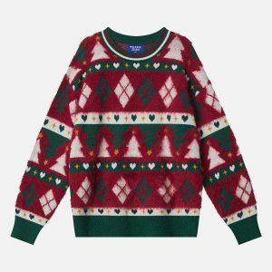 retro diamond sweater edgy & vibrant streetwear 6774