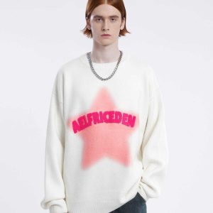 retro flocking star sweater   chic & youthful appeal 4619