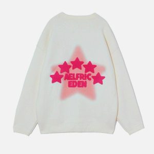 retro flocking star sweater   chic & youthful appeal 8753