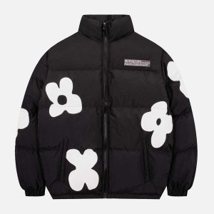 retro flower patchwork coat   chic & warm winter essential 6519