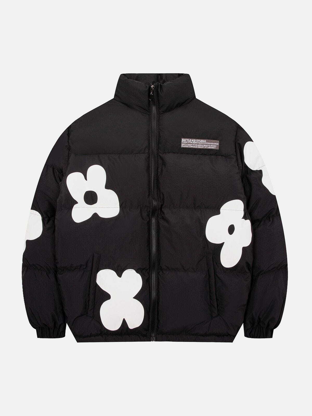 retro flower patchwork coat   chic & warm winter essential 6519