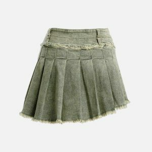 retro fringe denim skirt edgy & vibrant streetwear 1232