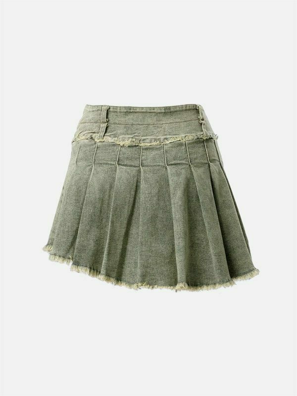 retro fringe denim skirt edgy & vibrant streetwear 7201