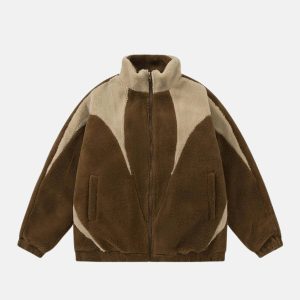retro furry fleece jacket   chic & cozy winter essential 2235
