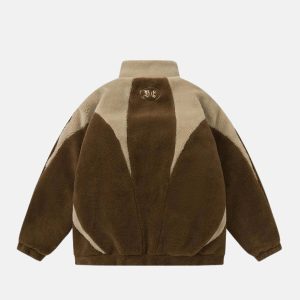 retro furry fleece jacket   chic & cozy winter essential 5083