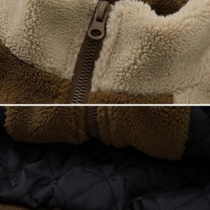 retro furry fleece jacket   chic & cozy winter essential 5176