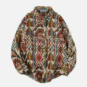 retro geometric shirt chic texture & urban appeal 5909