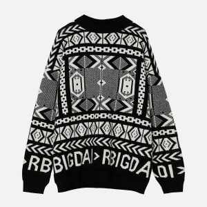 retro geometric sweater vintage pattern & dynamic style 1898