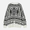 retro geometric sweater vintage pattern & dynamic style 2345