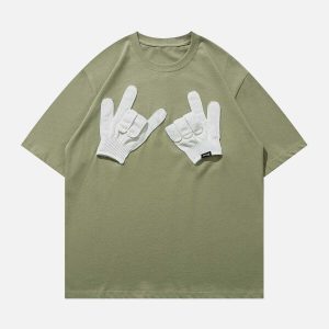 retro gloves graphic tee   youthful & dynamic streetwear 1998