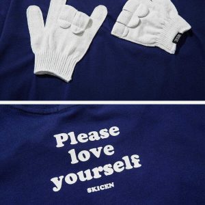 retro gloves graphic tee   youthful & dynamic streetwear 3978