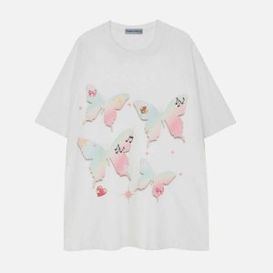 retro gradient butterfly tee   washed look & urban chic 3867