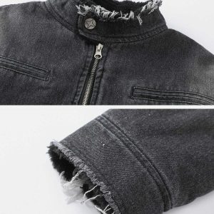 retro gradient denim jacket   urban chic & trendy style 1252