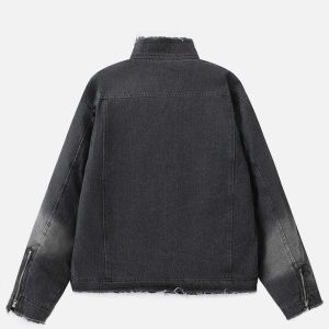 retro gradient denim jacket   urban chic & trendy style 8979