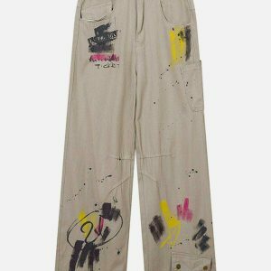 retro graffiti cargo pants edgy & vibrant streetwear 2070