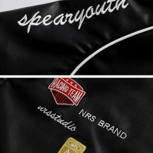 retro letter embroidered racing jacket urban chic 2360