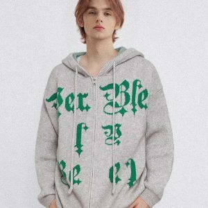 retro letter embroidery hoodie urban streetwear 8102