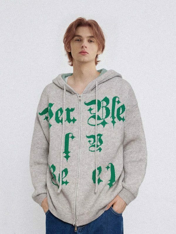 retro letter embroidery hoodie urban streetwear 8102