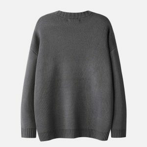 retro letter jacquard sweater urban fashion trend 3206