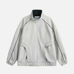 retro line patchwork suede jacket   urban chic essential 1035