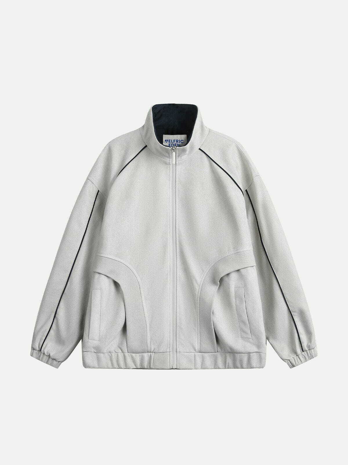 retro line patchwork suede jacket   urban chic essential 1035