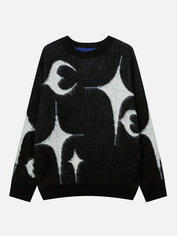 retro moon and star sweater edgy & vibrant streetwear 7690