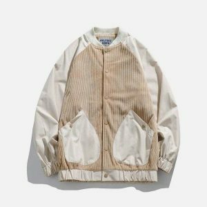 retro patchwork corduroy jacket urban fashion trend 8472