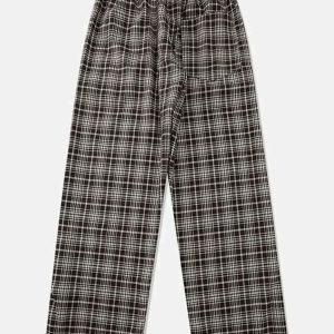 retro plaid pants   youthful & chic streetwear essential 1012