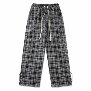retro plaid pants   youthful & chic streetwear essential 5135
