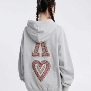 retro rhinestone logo hoodie edgy & vibrant streetwear 3493