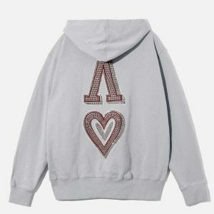 retro rhinestone logo hoodie edgy & vibrant streetwear 4451