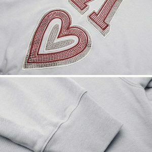 retro rhinestone logo hoodie edgy & vibrant streetwear 8209