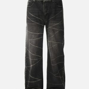 retro ripple washed jeans   chic urban streetwear look 5609