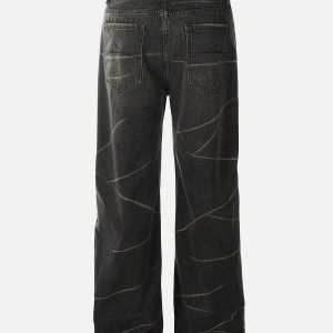 retro ripple washed jeans   chic urban streetwear look 5629