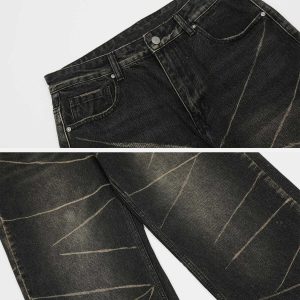 retro ripple washed jeans   chic urban streetwear look 7704
