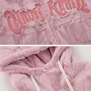 retro sherpa coat with flocked letters   iconic & cozy 7337