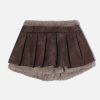 retro sherpa leather culottes   chic patchwork design 7359