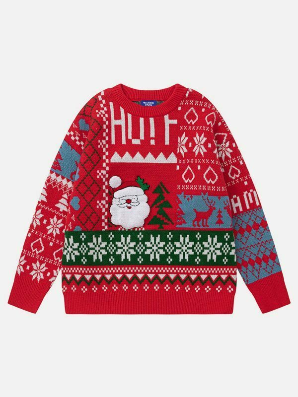 retro snowflake sweater festive & edgy winter fashion 4509