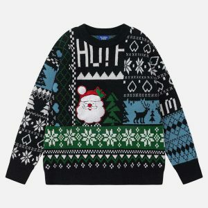 retro snowflake sweater festive & edgy winter fashion 7324