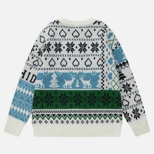 retro snowflake sweater festive & edgy winter fashion 7540