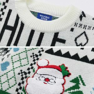 retro snowflake sweater festive & edgy winter fashion 8881