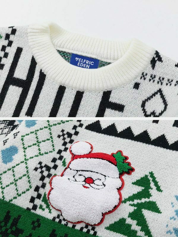 retro snowflake sweater festive & edgy winter fashion 8881