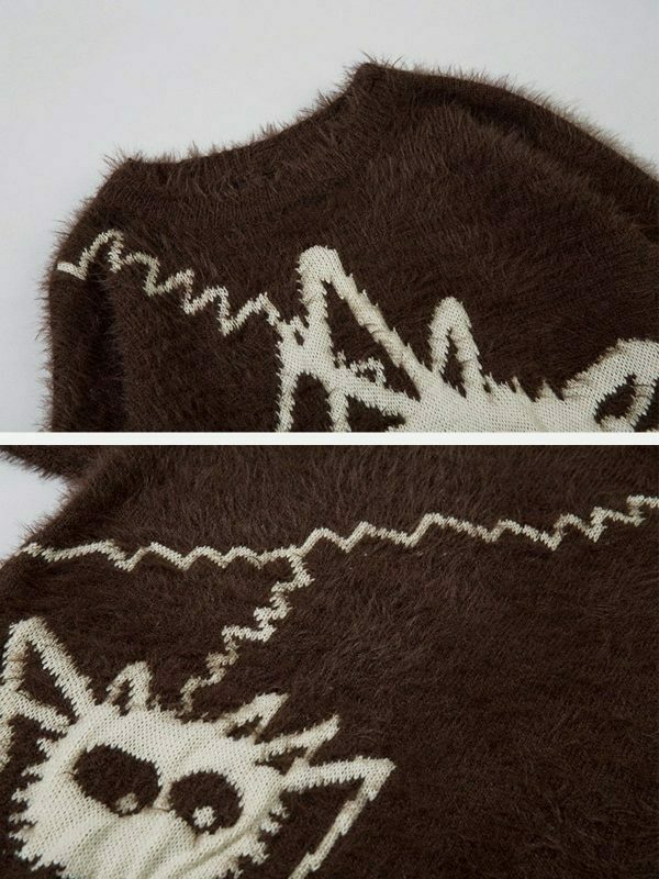 retro spider pattern sweater edgy & vibrant streetwear 1714